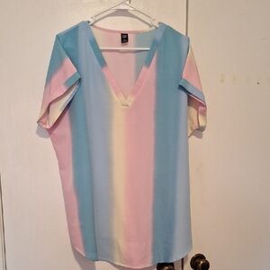 SHEIN Multicolor V-Neck Short Sleeve Top